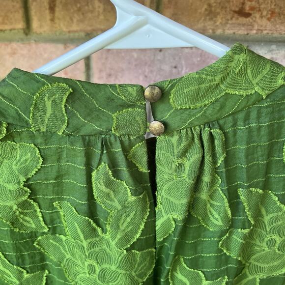 Anthropologie Maeve Savannah Swing Floral Lime Green Blouse Size 6 - Picture 3 of 11